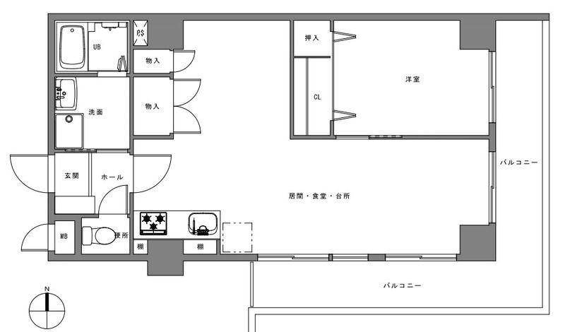 ライオンズマンション住吉南町(1LDK/3階)の間取り写真