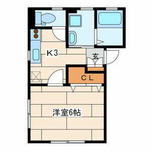ベルハイツ(1K/1階)の間取り写真