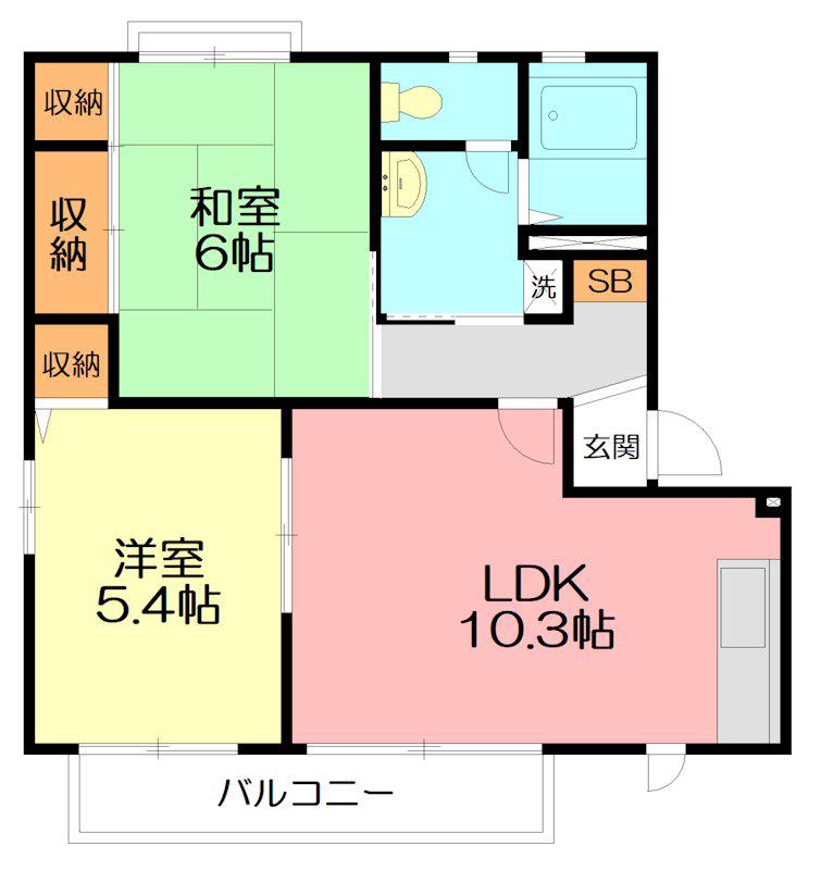 プロムナード桜台I(2LDK/1階)の間取り写真