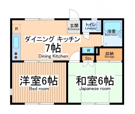 エヴァンス上鶴間A(2DK/1階)の間取り写真