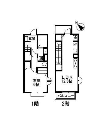 テラスすわやま(1LDK/2階)の間取り写真