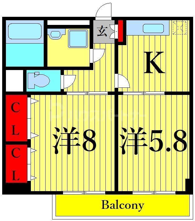 第2ロイヤルシラコ(2K/8階)の間取り写真