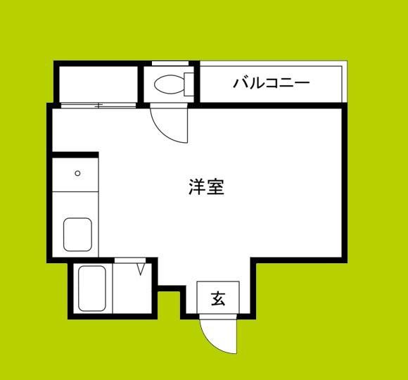 ハピネス加美(ワンルーム/5階)の間取り写真
