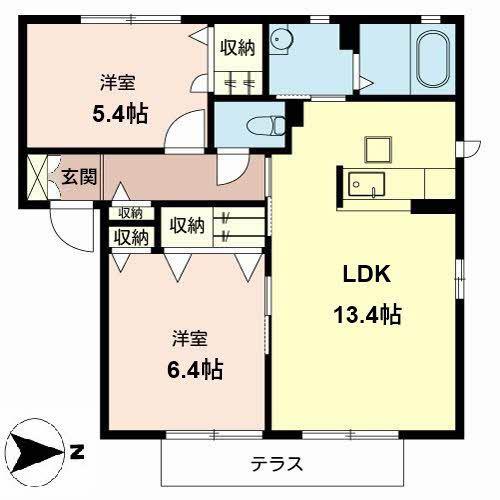 カーサ・ミーア(2LDK/1階)の間取り写真