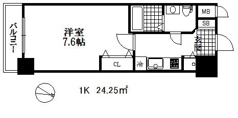 エスレジデンス神戸磯上通(1K/3階)の間取り写真