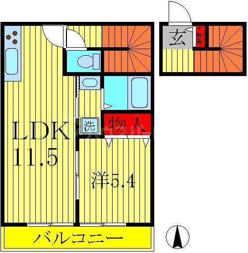 セトル手賀の杜(1LDK/2階)の間取り写真