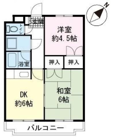 山之井プラザ(2DK/3階)の間取り写真