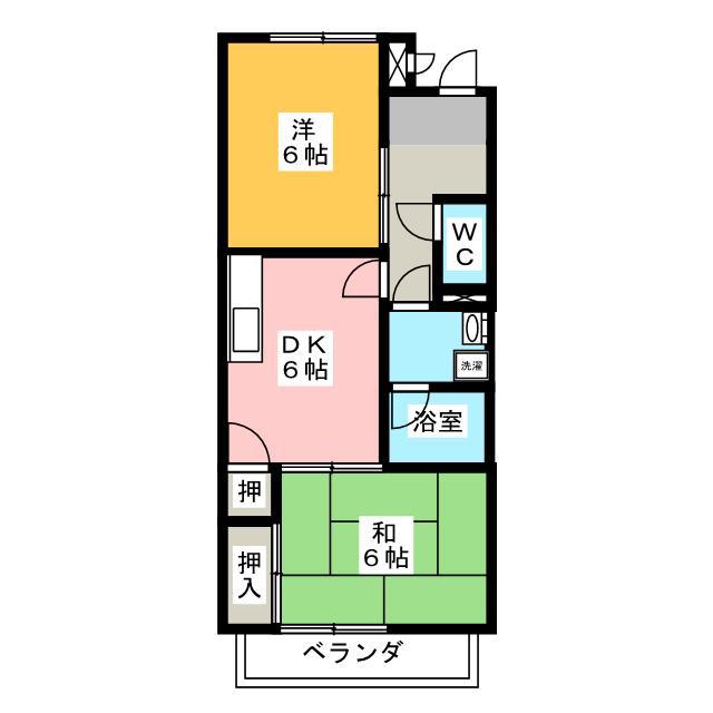 グランメール小瀬(2DK/2階)の間取り写真