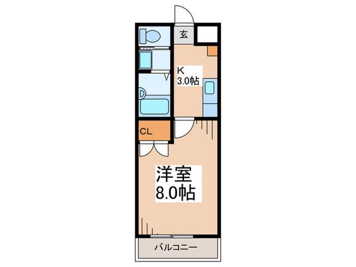 カーサフェリージュ(1K/1階)の間取り写真