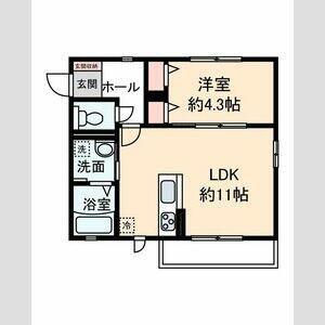 エスペランサ(1LDK/2階)の間取り写真