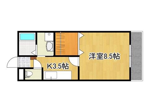 SALVIA石和(1K/3階)の間取り写真