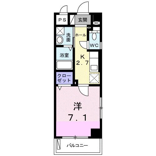 マンション嘉利吉 II(1K/3階)の間取り写真