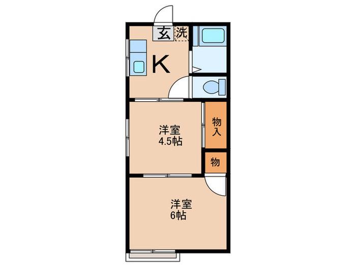 第二のくぼハイツ(2K/2階)の間取り写真