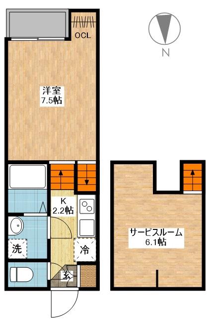 CASA.VIK(1SK/1階)の間取り写真