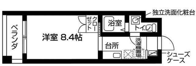 ドゥーエ新百合ヶ丘(1K/2階)の間取り写真
