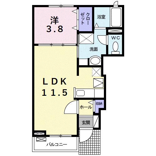 グラシオッソ(1LDK/1階)の間取り写真
