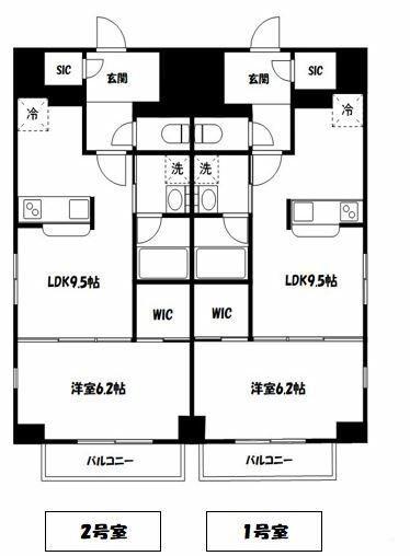 グランツアベニュー立川錦町(1LDK/8階)の間取り写真