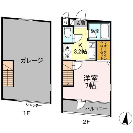 シルフィッドI(1K/2階)の間取り写真