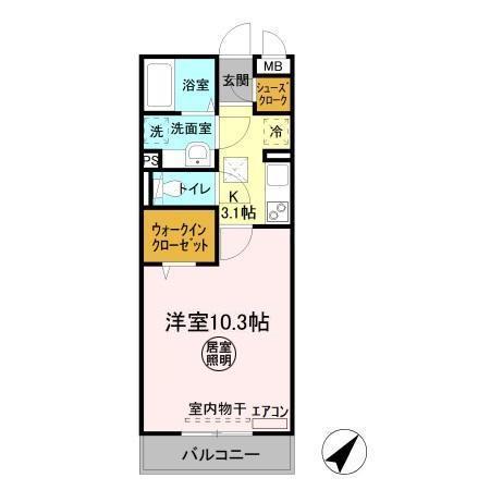 アヴニール21(1K/1階)の間取り写真