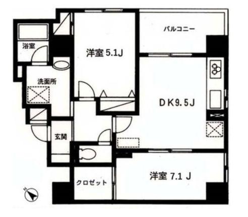 マンション八木橋(2DK/6階)の間取り写真