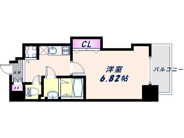 LUXE難波西II(1K/7階)の間取り写真