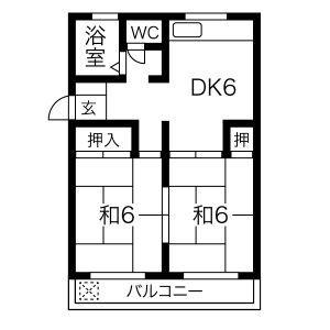 倉知マンション(2DK/1階)の間取り写真