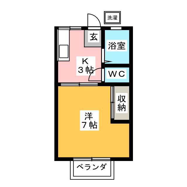ハイツ萩原(1K/2階)の間取り写真