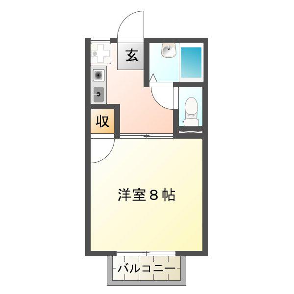 ハッピータウンスズカ(1K/2階)の間取り写真