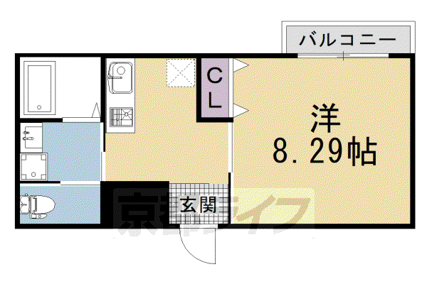 西京極マンション(1K/3階)の間取り写真