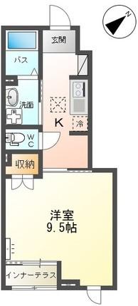 オアシス(1K/1階)の間取り写真