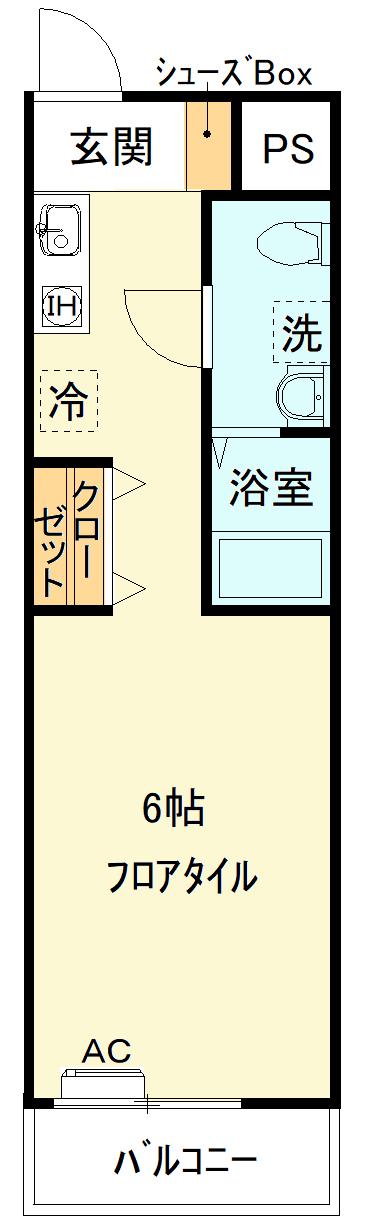 オールドコースト横濱(ワンルーム/6階)の間取り写真