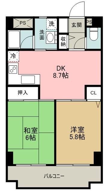 TS GARDEN 一橋学園(2DK/3階)の間取り写真