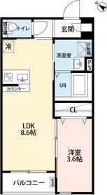 MAISON LE VERRE(1LDK/2階)の間取り写真