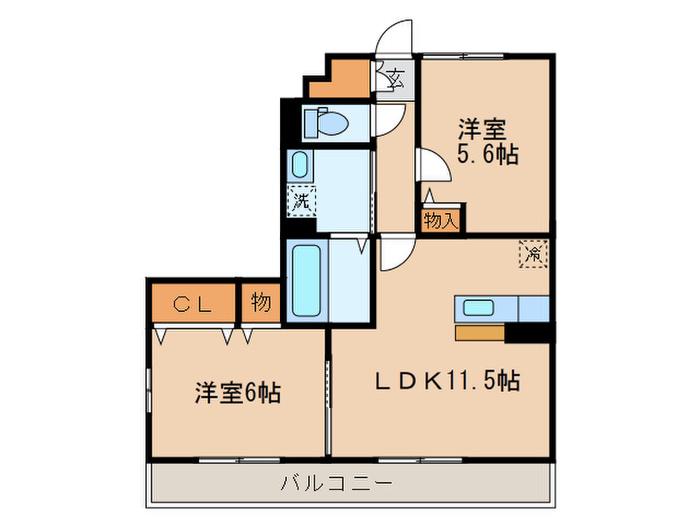 メゾン・アム-ル弐番館(2LDK/1階)の間取り写真