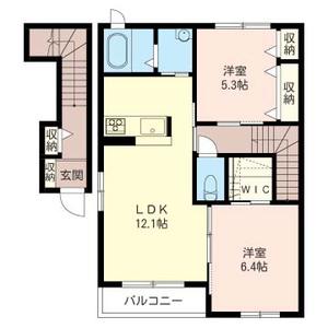 エスポワールおおたかA(2LDK/2階)の間取り写真