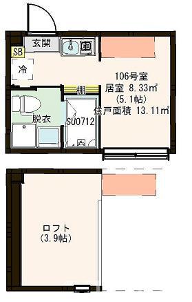 S&L富士見台(ワンルーム/1階)の間取り写真