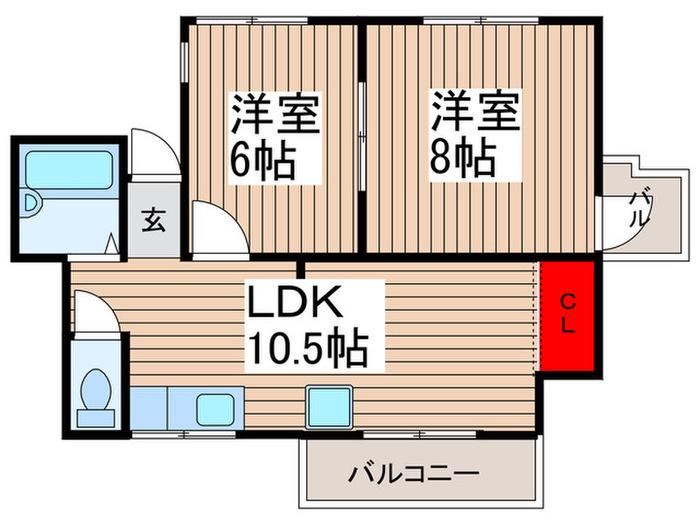 桑原ビル(2LDK/3階)の間取り写真