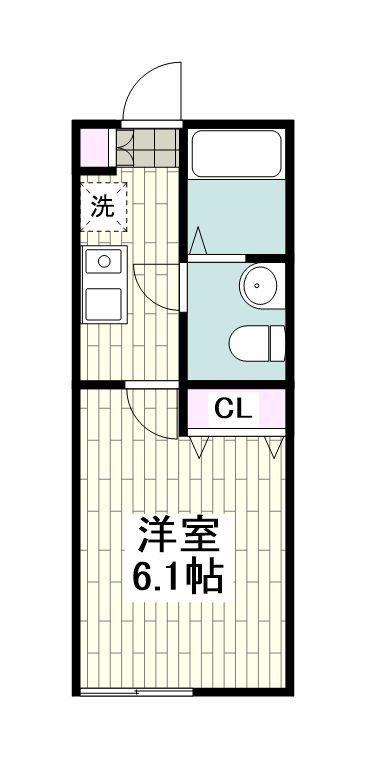 ソラーナ磯子台(1K/2階)の間取り写真