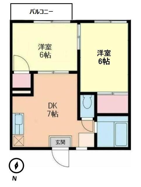 エクセル木之庄B(2DK/2階)の間取り写真