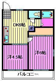 メゾン渋谷(2DK/2階)の間取り写真