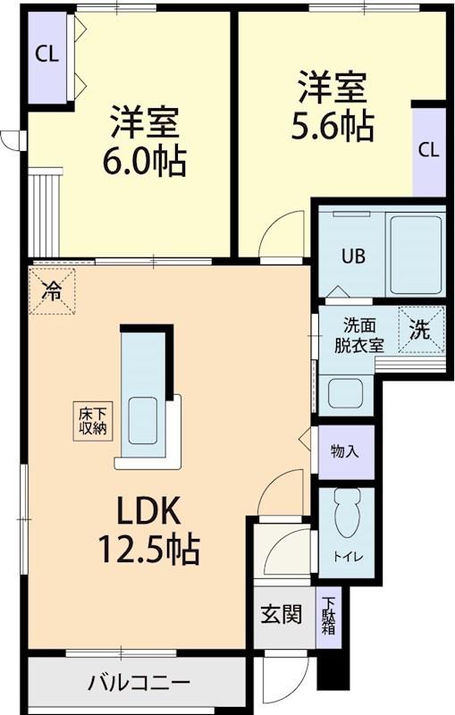 DOUX MAISON 鷲宮(2LDK/1階)の間取り写真