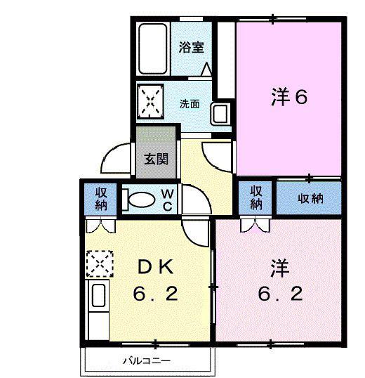 フルリール宮太夫A(2DK/2階)の間取り写真
