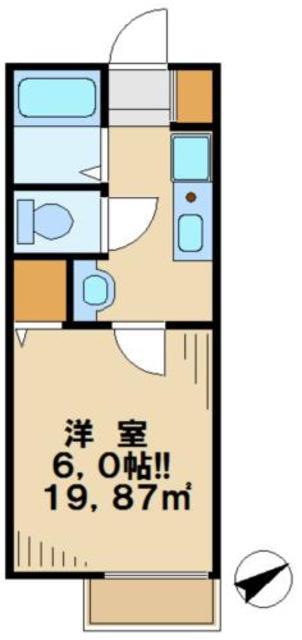 ソミュール百草(1K/2階)の間取り写真