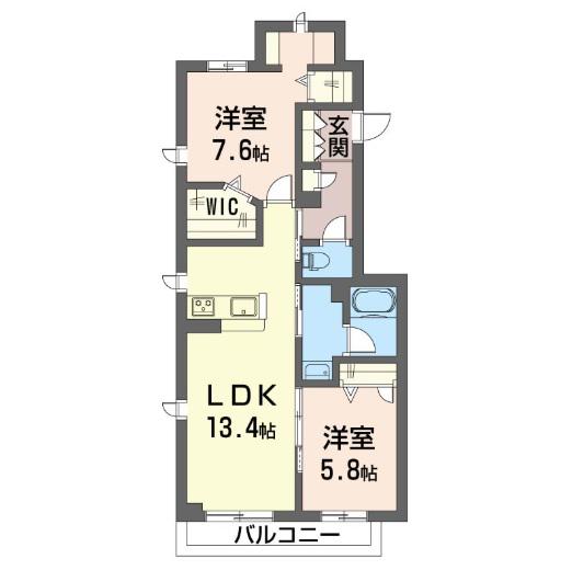 ラヴィールポタジェII(2LDK/2階)の間取り写真
