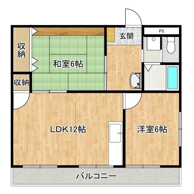 ハイツ長坂(2LDK/4階)の間取り写真