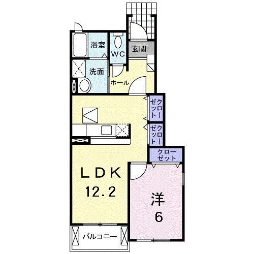 レジデンスエアリ-(1LDK/1階)の間取り写真