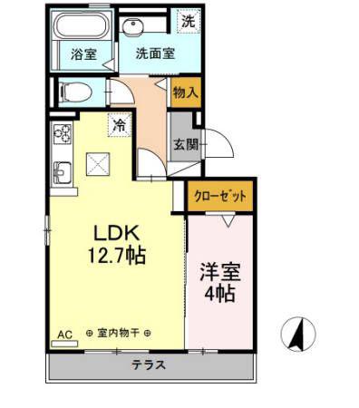 ＪＲ東海道本線 藤枝駅 徒歩23分 3階建 築7年(1LDK/1階)の間取り写真