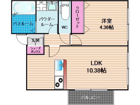 イルグランデ春町(1LDK/2階)の間取り写真