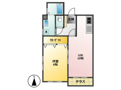 カーサ・フェリーチェ(1LDK/1階)の間取り写真