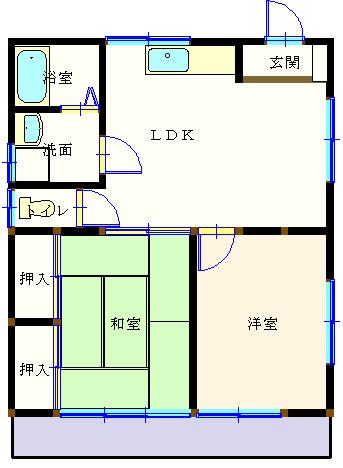 第一村山ハイツ(2LDK/1階)の間取り写真